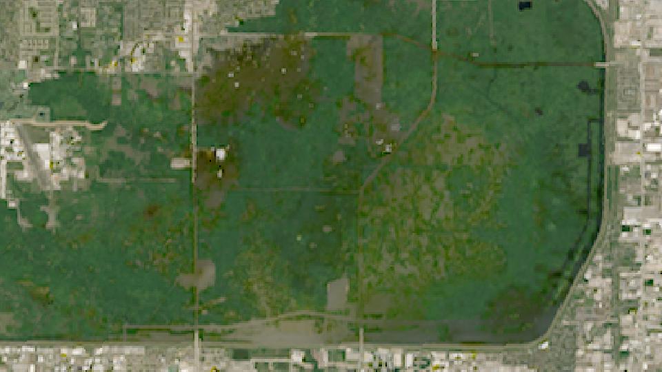 Addicks Reservoir from space, highest since 2016, May 5, 2016