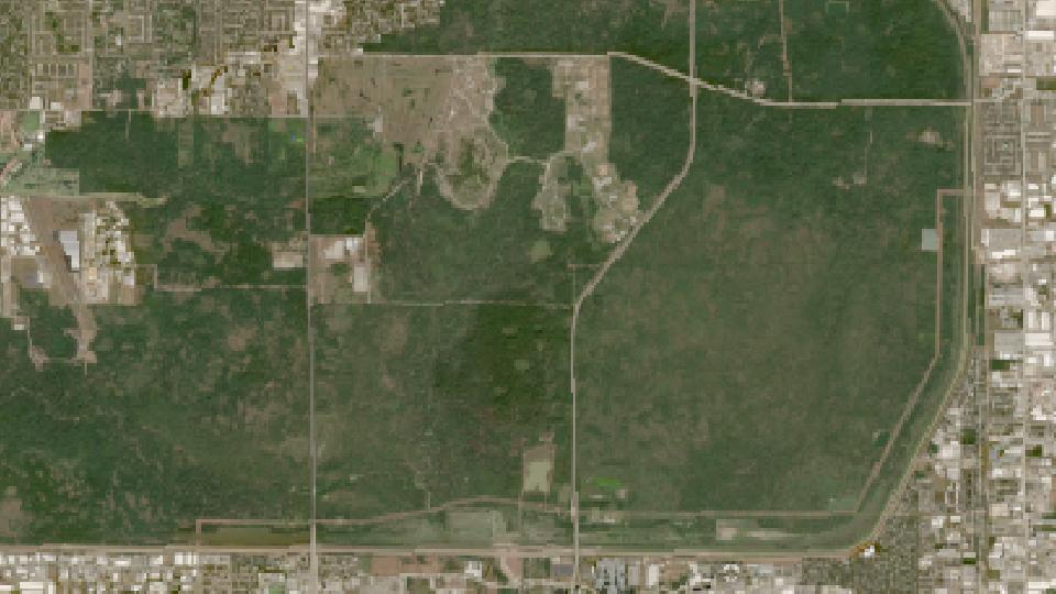 Addicks Reservoir from space, lowest since 2016, Oct 17, 2024