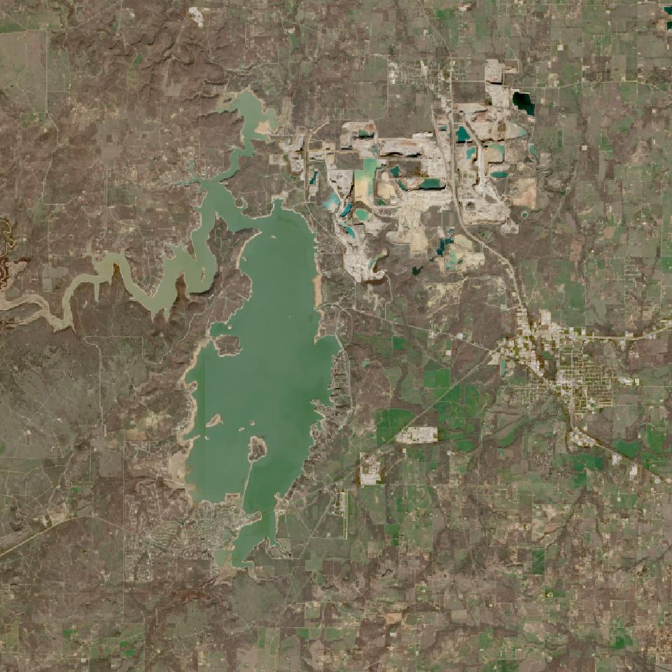 Bridgeport Reservoir from space, lowest since 2016, Dec 30, 2023