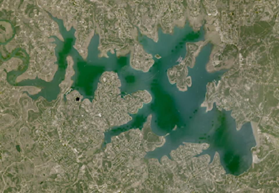 Canyon Lake from space, highest since 2016, Jul 31, 2019