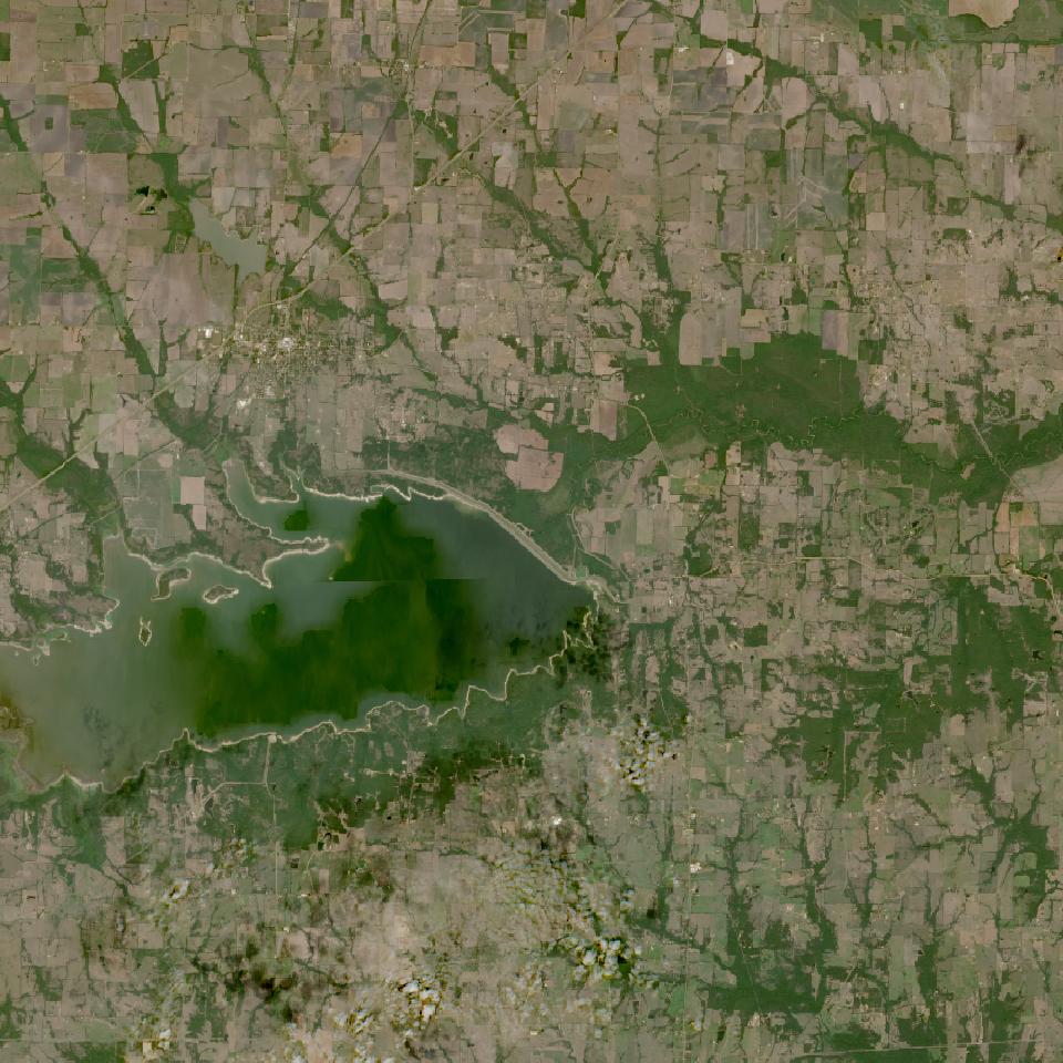 Cooper (Chapman) Lake from space, lowest since 2016, Sep 28, 2022