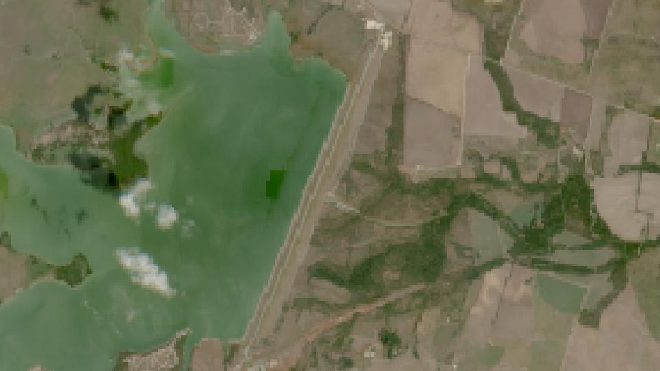 Granger Lake from space, highest since 2016, Oct 15, 2026
