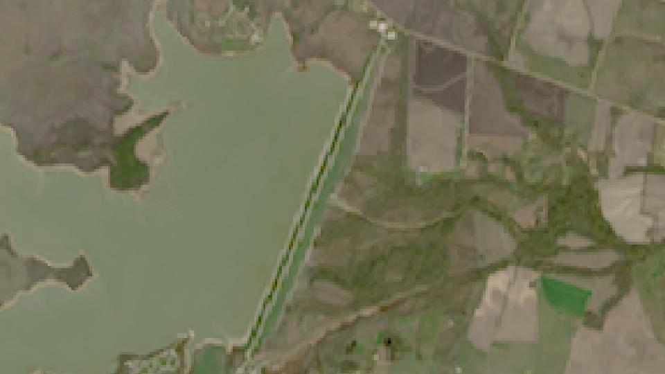 Granger Lake from space, lowest since 2016, Dec 1, 2023