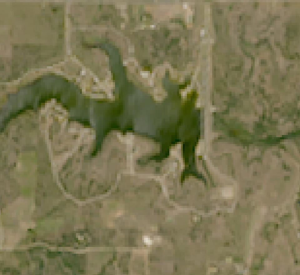 Hords Creek Lake from space, highest since 2016, Aug 30, 2019