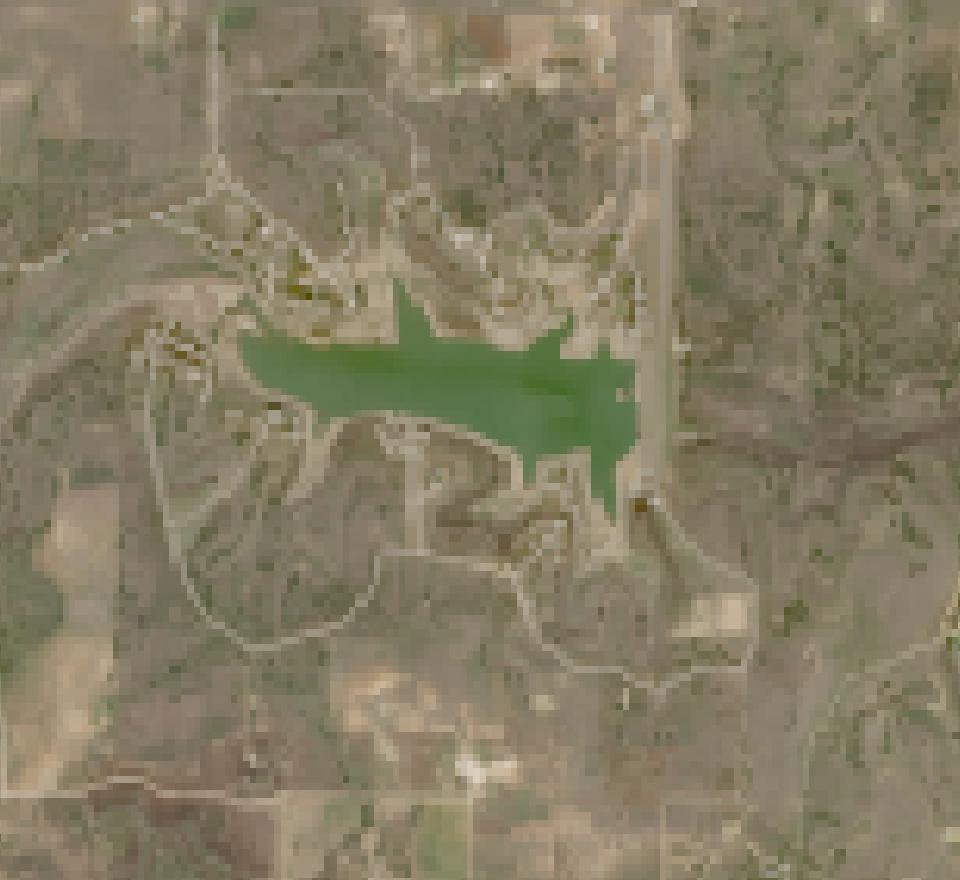 Hords Creek Lake from space, lowest since 2016, Mar 2, 2024