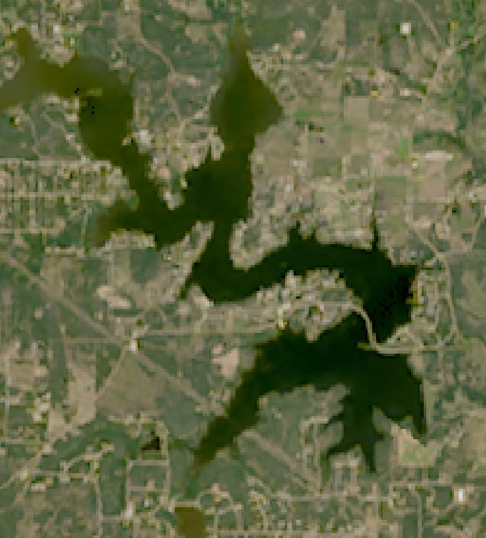 Lake Amon G Carter from space, highest since 2016, Jul 31, 2025