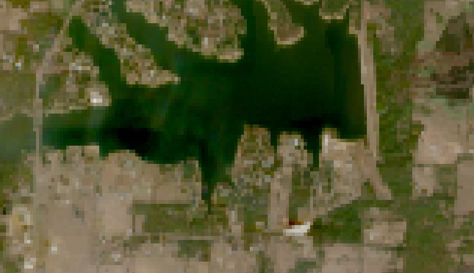 Lake Bonham from space, lowest since 2016, Nov 1, 2024