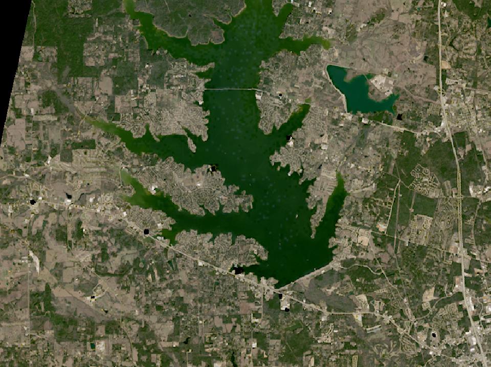 Lake Conroe from space, lowest since 2016, Dec 24, 2019