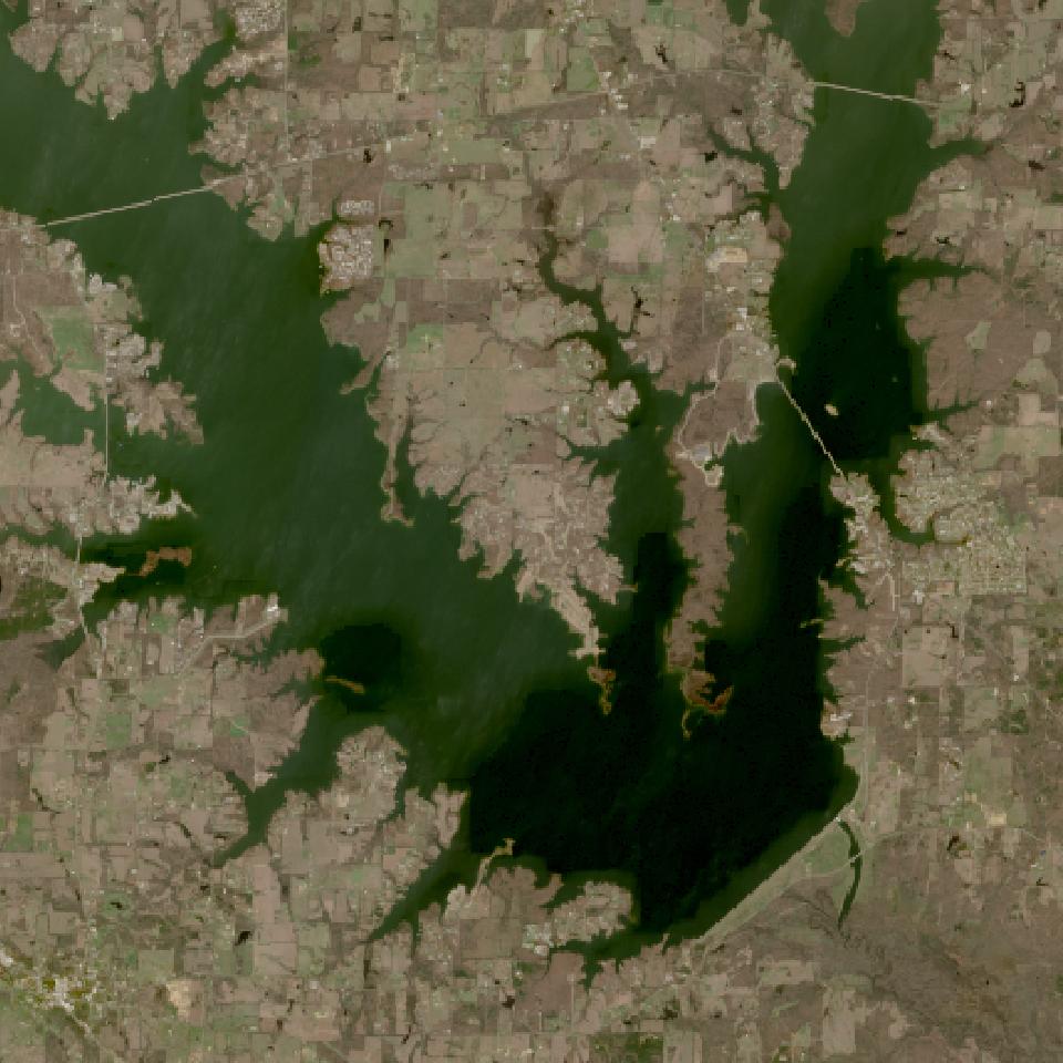 Lake Fork Reservoir from space, highest since 2016, Mar 11, 2025