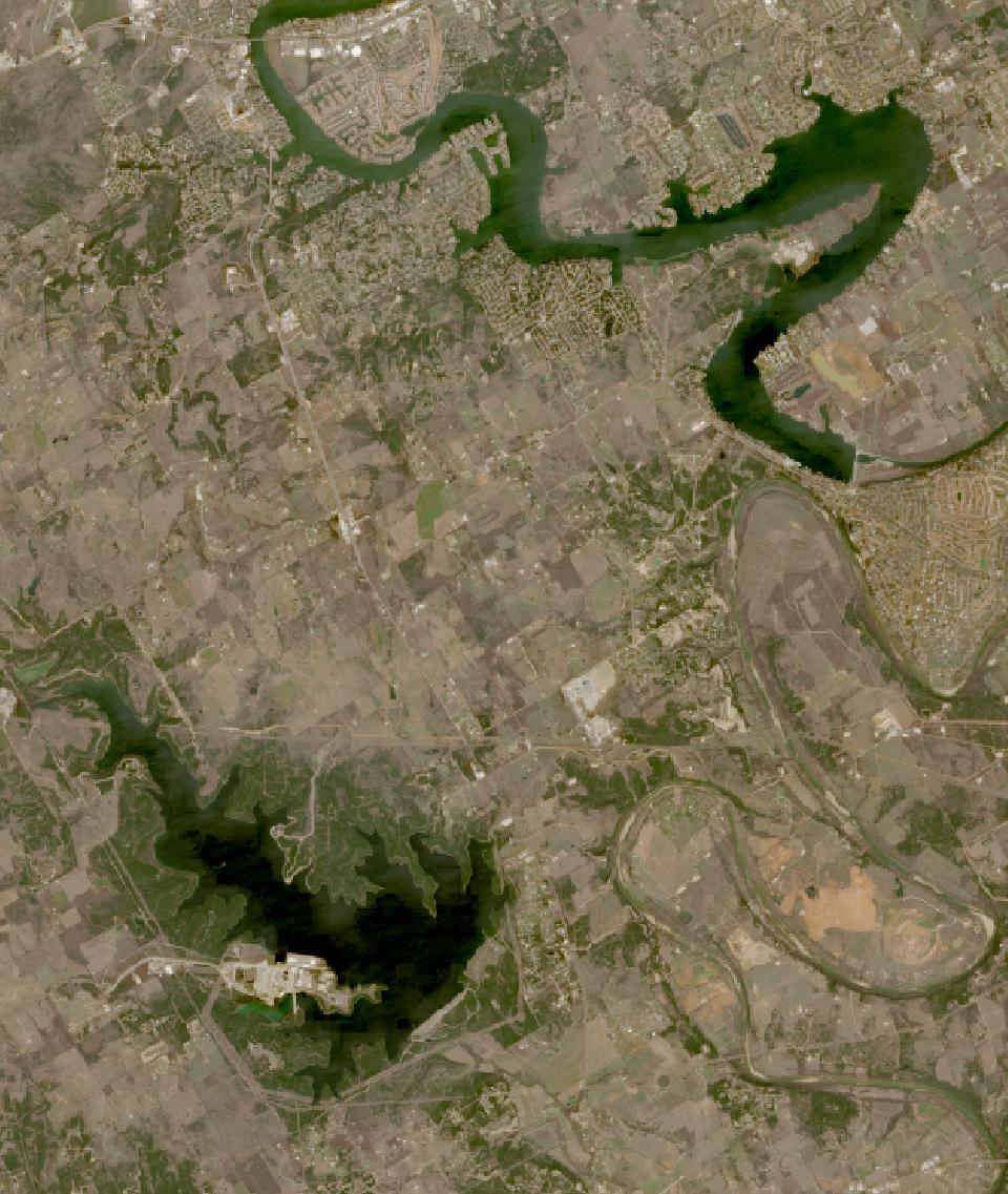 Lake Granbury from space, highest since 2016, Mar 4, 2025