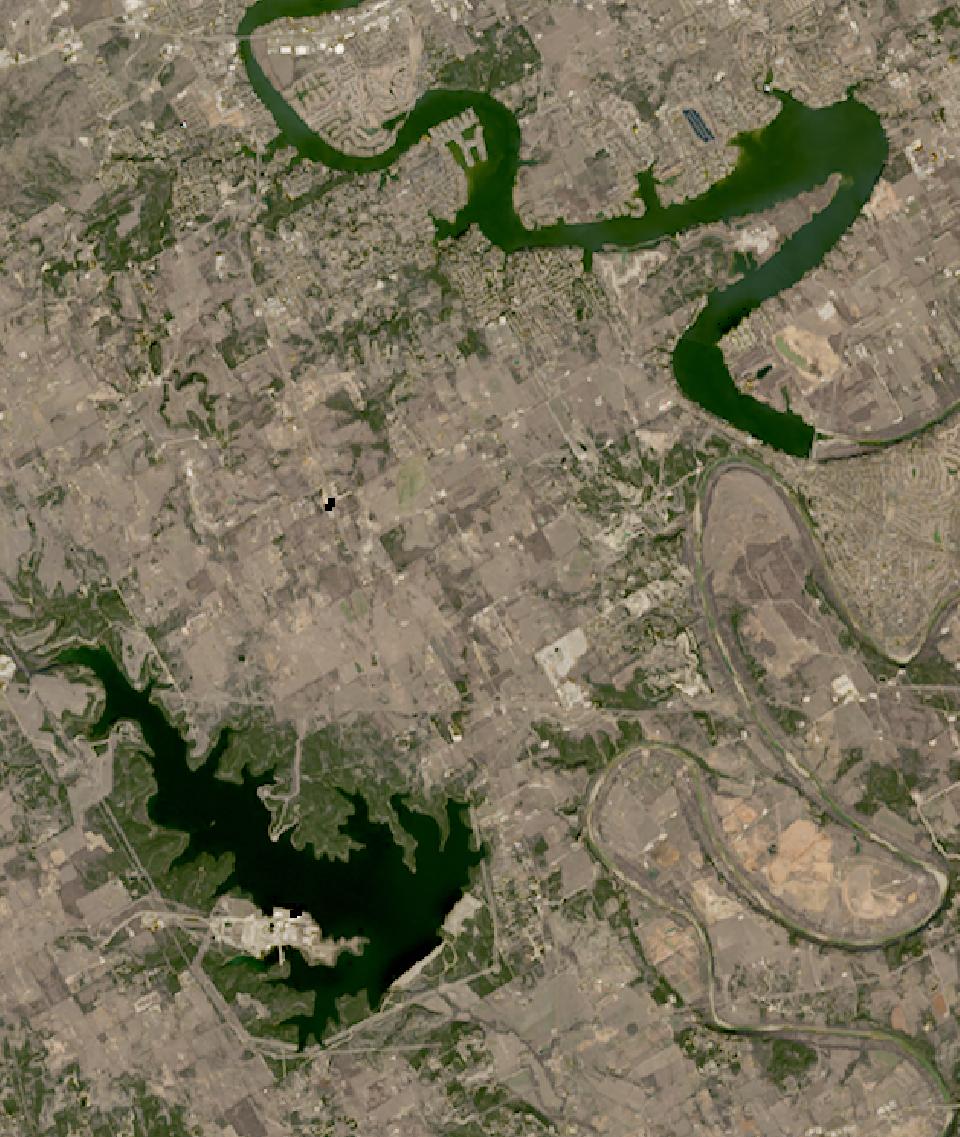 Lake Granbury from space, lowest since 2016, Jan 23, 2023