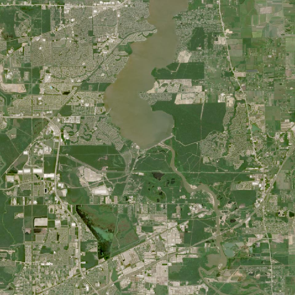 Lake Houston from space, highest since 2016, Jul 21, 2026