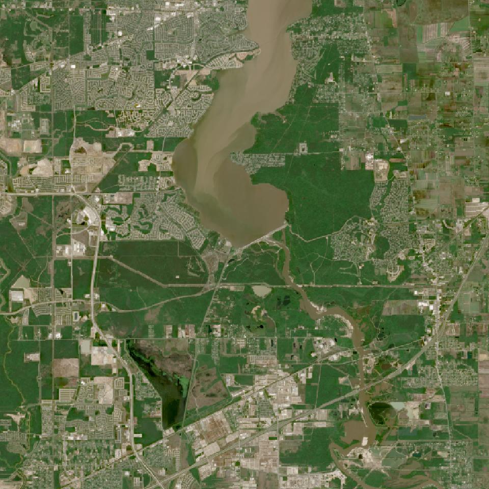 Lake Houston from space, lowest since 2016, Mar 30, 2018
