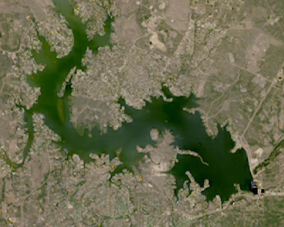 Lake L. B. Johnson from space, highest since 2016, Sep 28, 2026