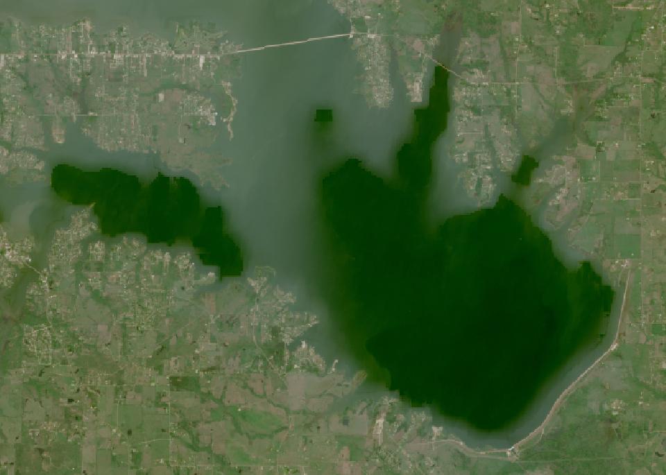 Lake Tawakoni from space, highest since 2016, Mar 31, 2025