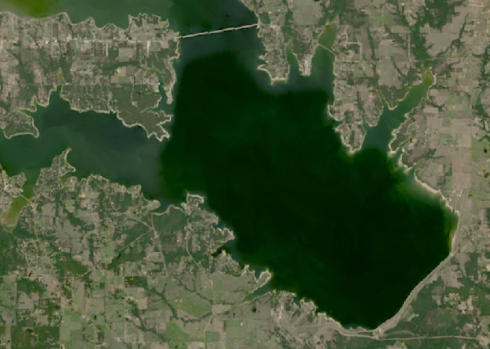 Lake Tawakoni from space, lowest since 2016, Oct 4, 2022