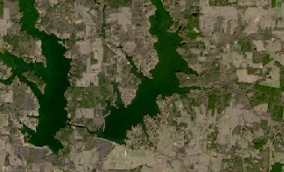 Lake Tyler from space, lowest since 2016, Jan 4, 2024