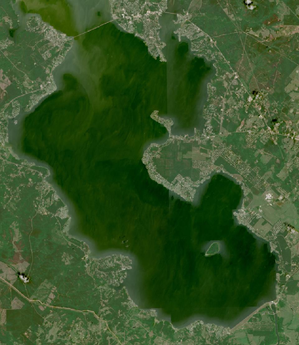 Livingston Reservoir from space, highest since 2016, May 2, 2026