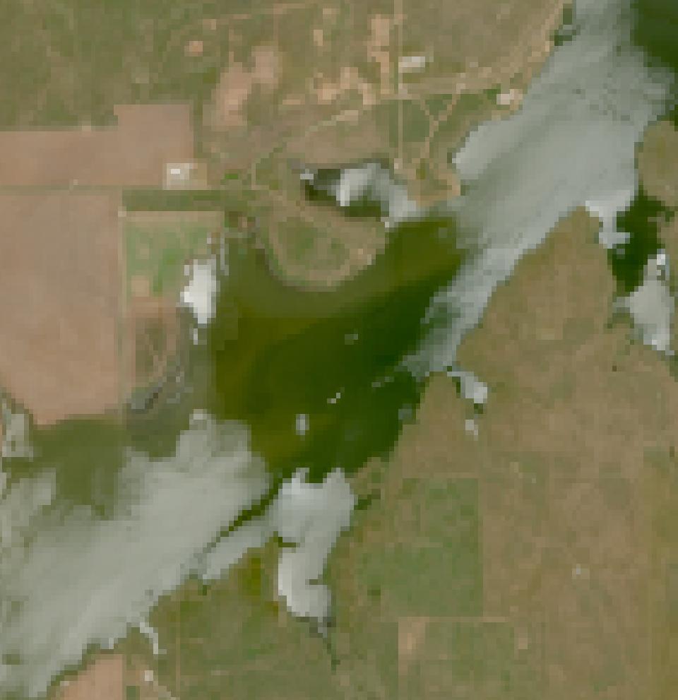 Millers Creek Reservoir from space, highest since 2016, Jun 30, 2024
