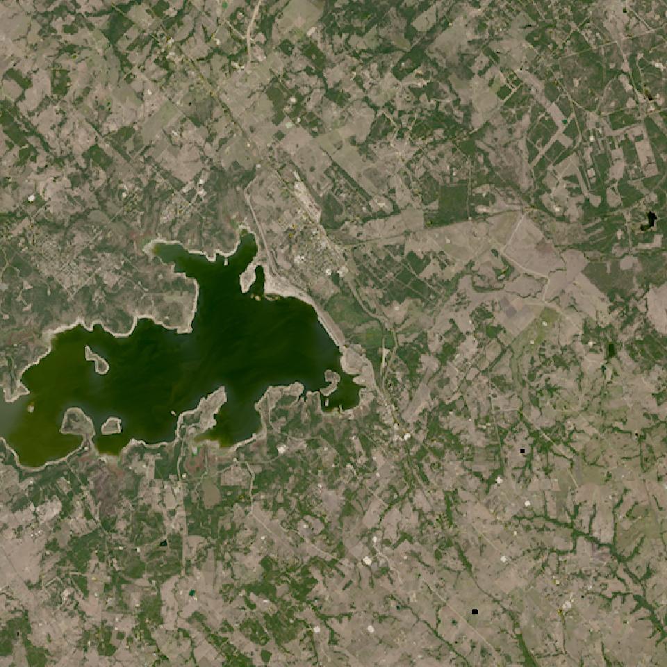 Somerville Lake from space, lowest since 2016, Oct 20, 2022