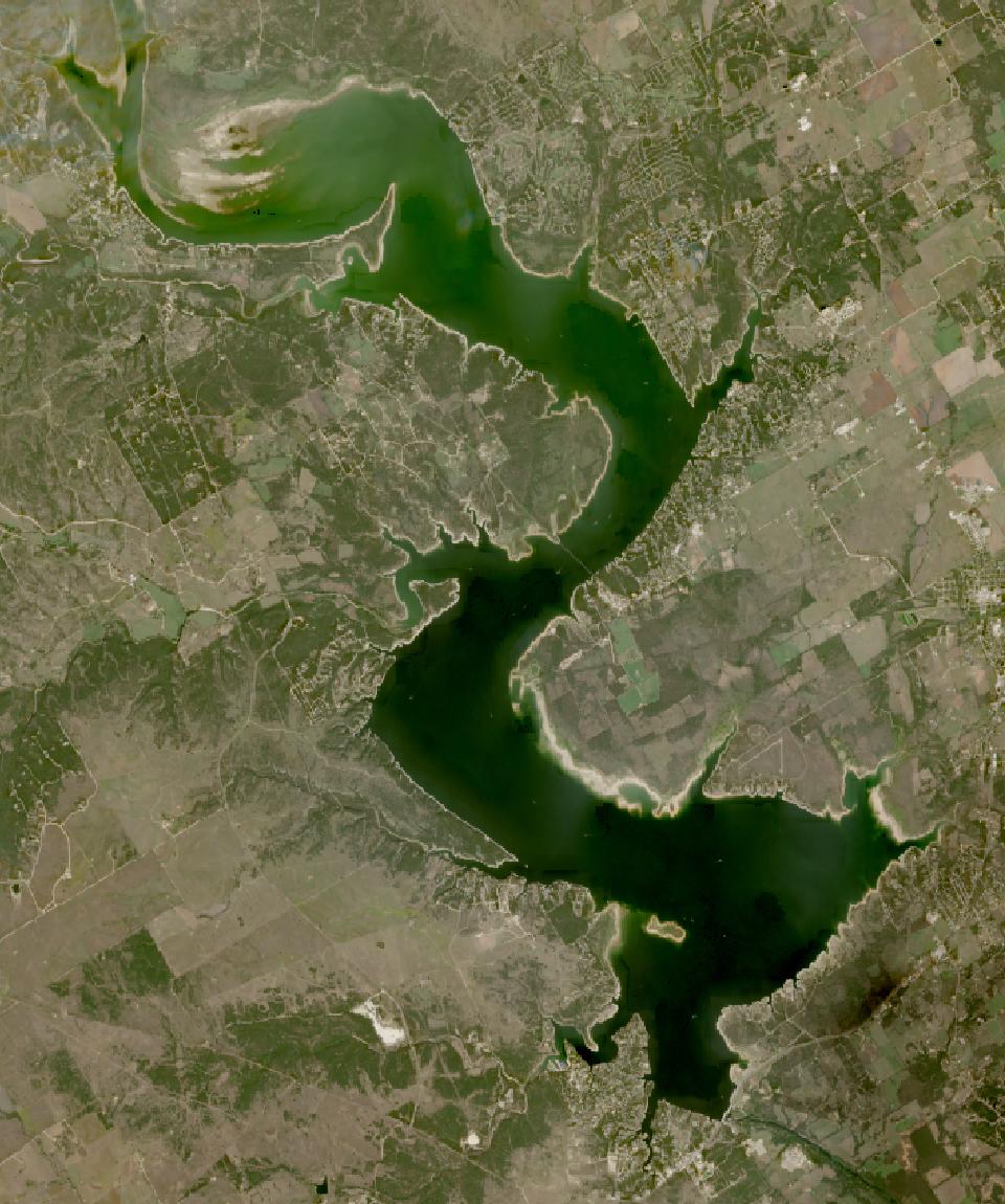 Whitney Lake from space, lowest since 2016, Oct 21, 2023