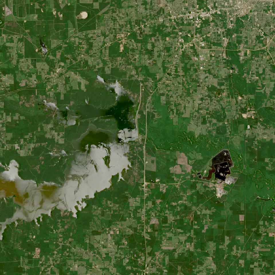 Wright Patman Lake from space, lowest since 2016, May 7, 2017